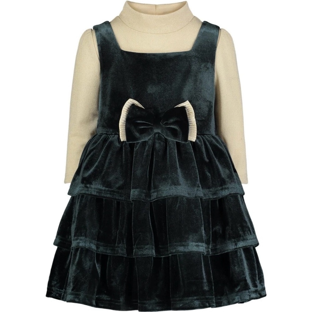 Blueberi Boulevard Green Velvet Dress